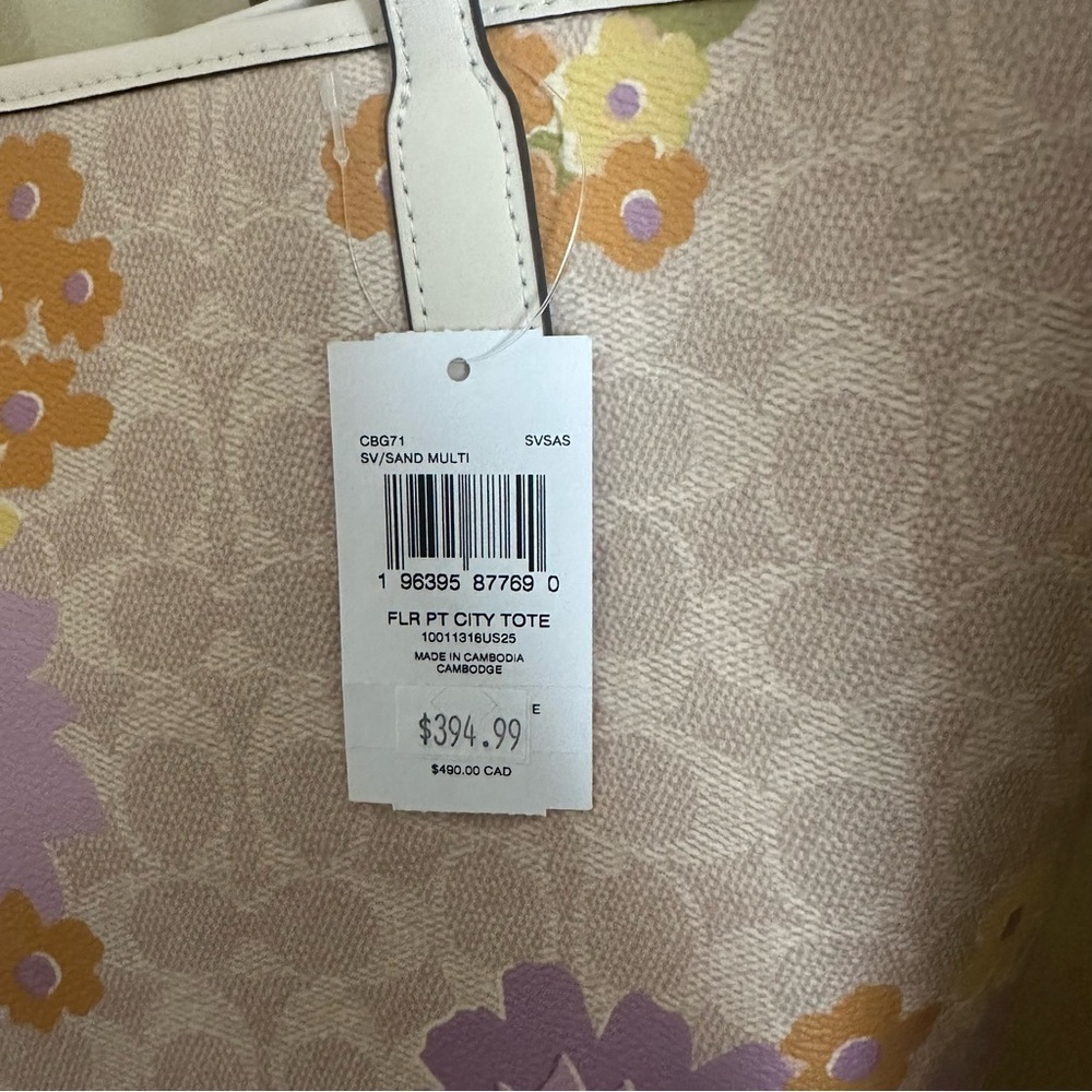 New Coach Floral Tote Bag City Tote Bag In Signature Canvas With Floral Print - Picture 12 of 12